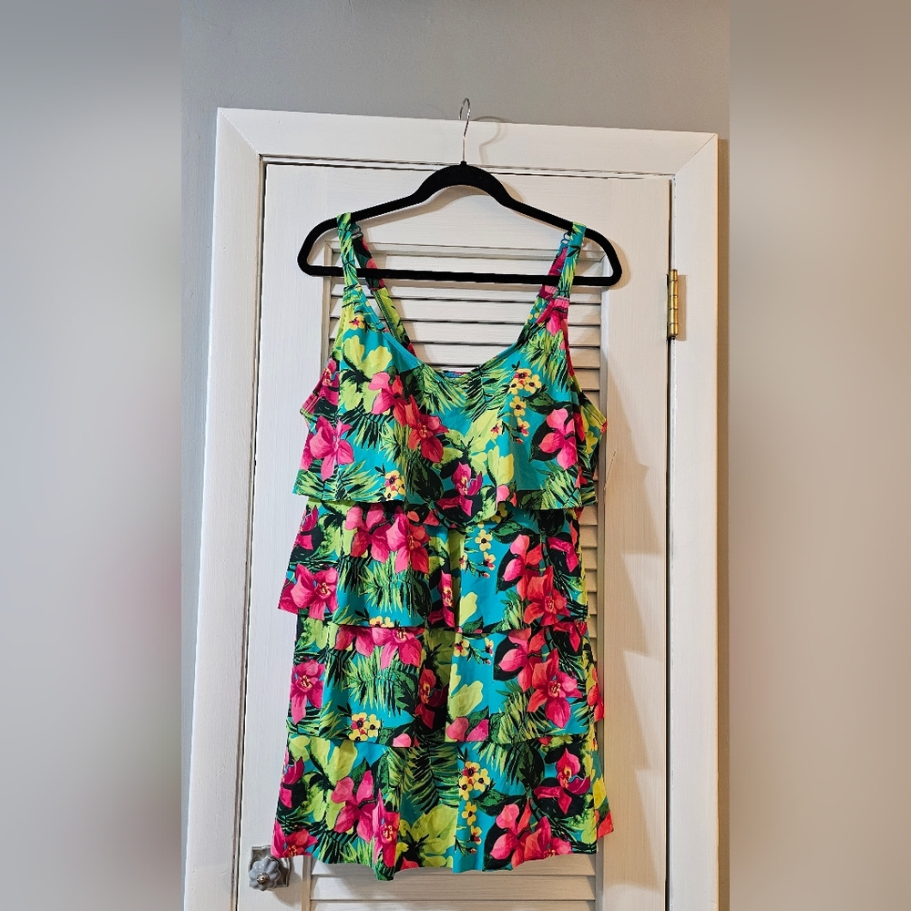 Catherines tropical print One piece swimsuit size 20W NWT